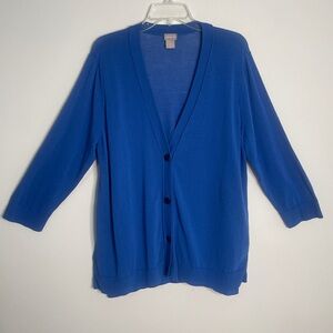 Chico’s Blue V-Neck Button Front Women's Sweater Size 3